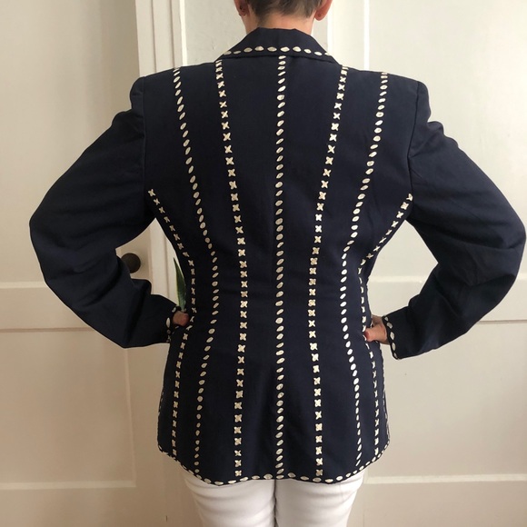 Sophie Sitbon Navy Linen Blend Jacket - Picture 5 of 8